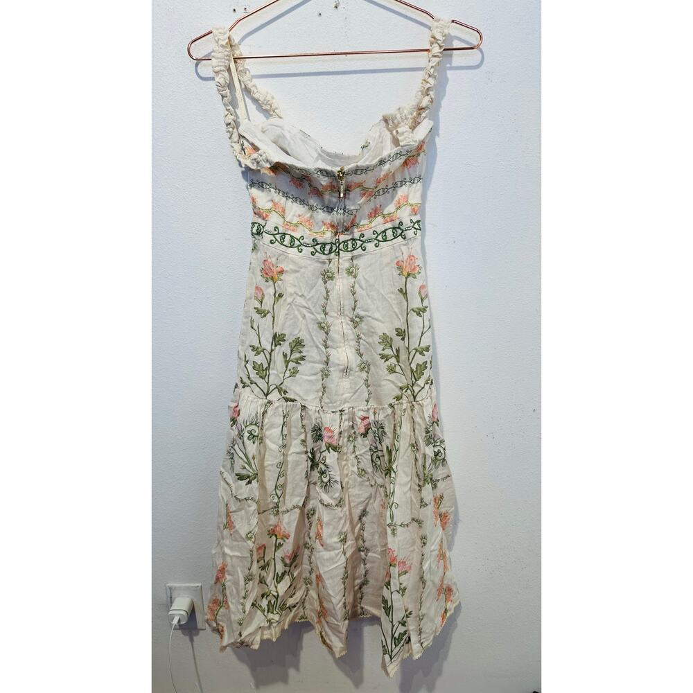 AGUA BY AGUA BENDITA Alma Nispero Oasis Floral Cream Pink Garden Midi Dress sz S - Picture 3 of 14